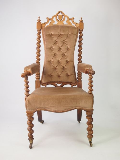 fig 1. Antique Victorian Gothic Walnut Armchair