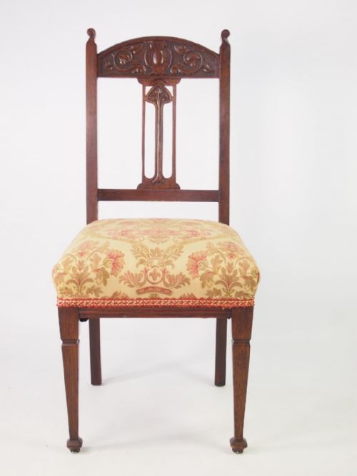 fig 1. Pair Edwardian Oak Arts & Crafts Chairs