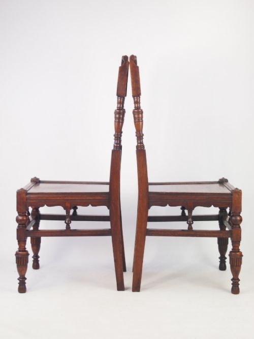 fig 1. Pair Antique Arts & Crafts Oak Hall Chairs