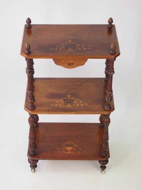 Antique Victorian Walnut & Inlaid Whatnot