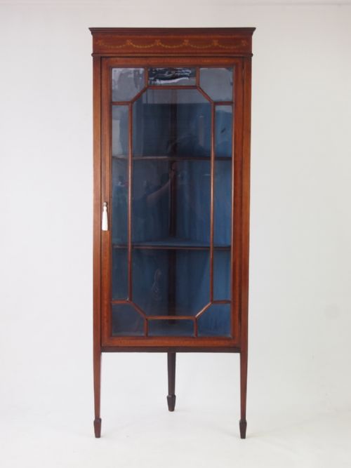 Edwardian Mahogany & Inlaid Standing Corner Cupboard