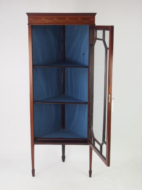 fig 1. Edwardian Mahogany & Inlaid Standing Corner Cupboard