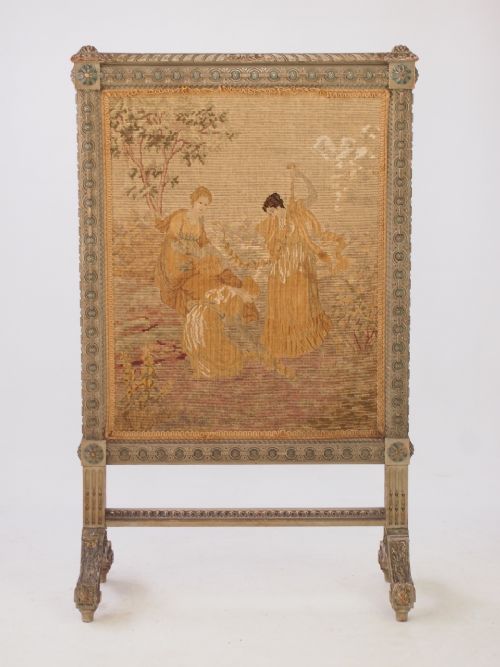 fig 1. Antique Tapestry Fire Screen in Louis XVI Style