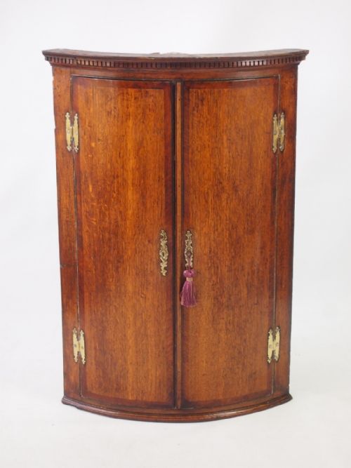 Antque Georgian Oak Bow Front Corner Cupboard