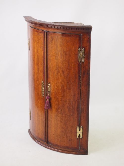 fig 1. Antque Georgian Oak Bow Front Corner Cupboard