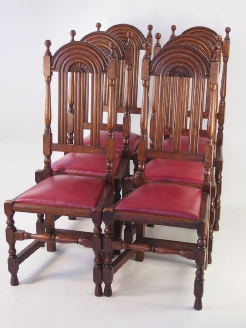 Set 6 Antique Liberty & Co Lochleven Oak Dining Chairs