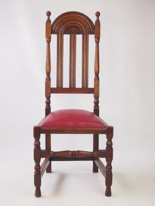 fig 1. Set 6 Antique Liberty & Co Lochleven Oak Dining Chairs