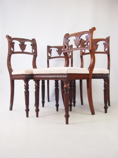 Superb Set 4 Antique Regency Mahogany Chairs