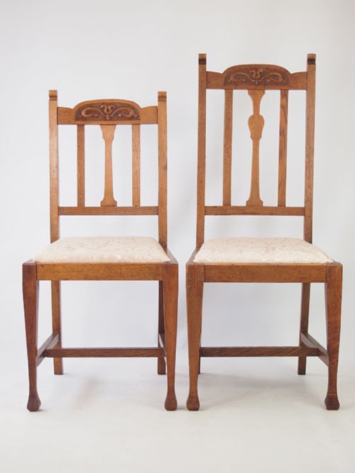 Pair Arts & Crafts His & Hers Oak Chairs