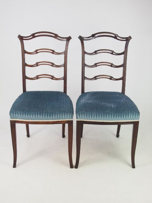 Pair Edwardian Mahogany Side Chairs