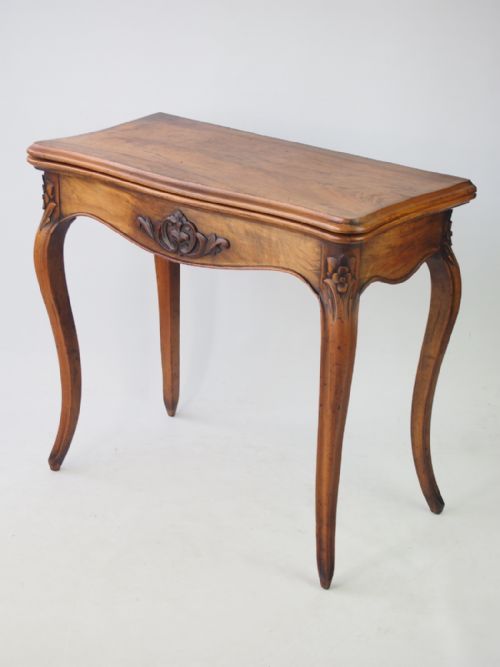 Antique French Walnut Card Table / Hall Table