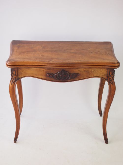 fig 1. Antique French Walnut Card Table / Hall Table