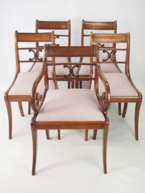 Set 5 Antique Regency Mahogany Dining Chairs