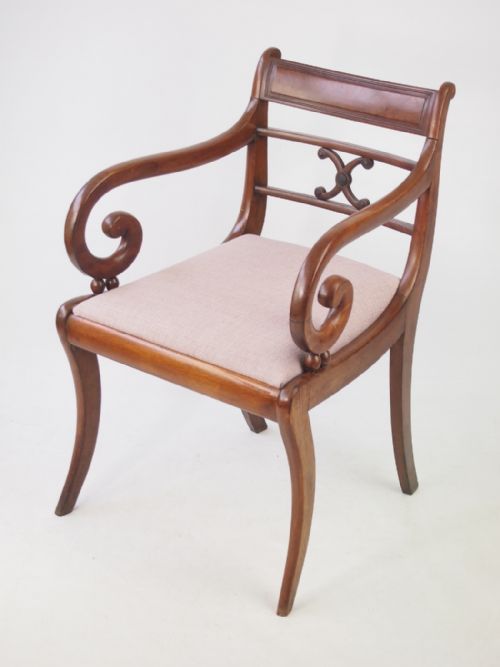fig 1. Set 5 Antique Regency Mahogany Dining Chairs