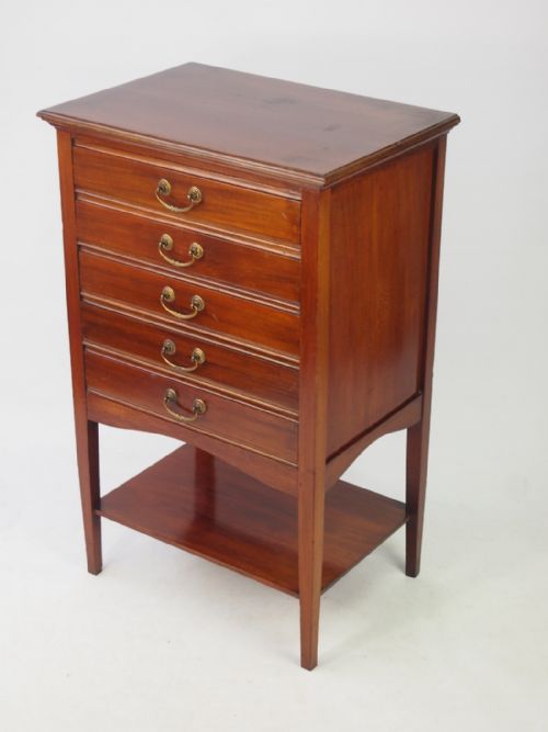 Edwardian Mahogany Music Cabinet with Label