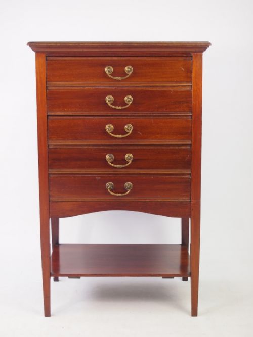 fig 1. Edwardian Mahogany Music Cabinet With Label