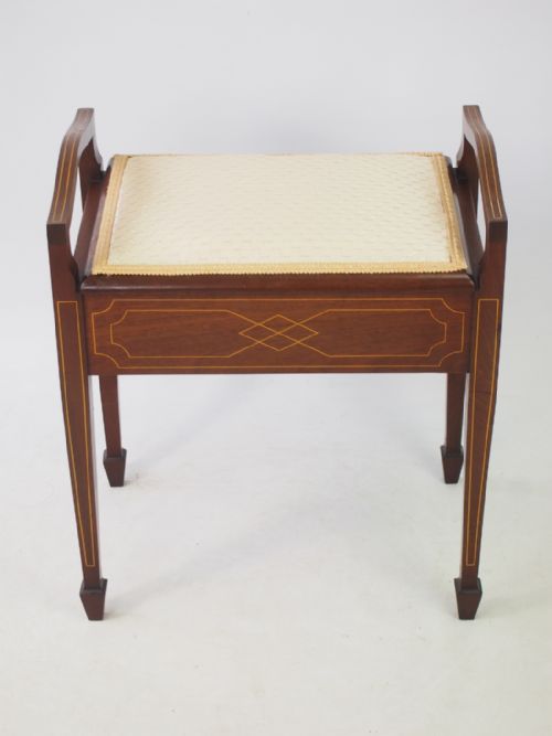 fig 1. Edwardian Mahogany & Inlaid Piano Stool