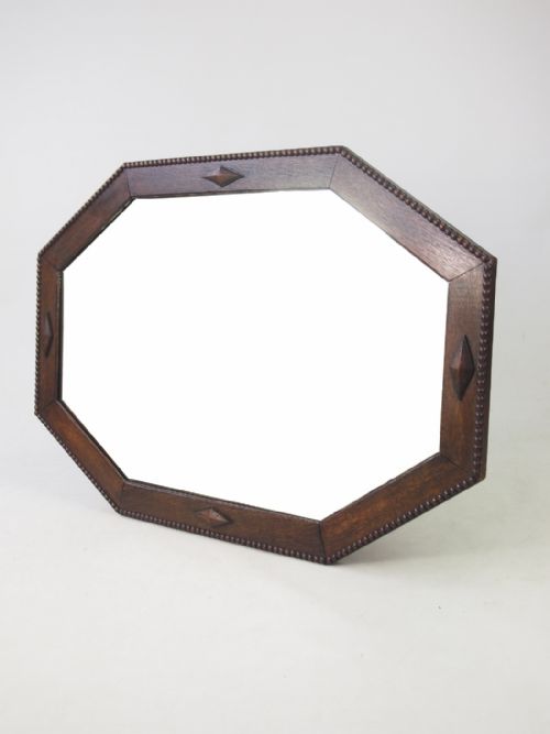 fig 1. Large Octagonal Oak Framed Mirror or Overmantle