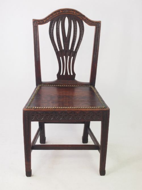 19th Century Oak Chair Carved with Cats