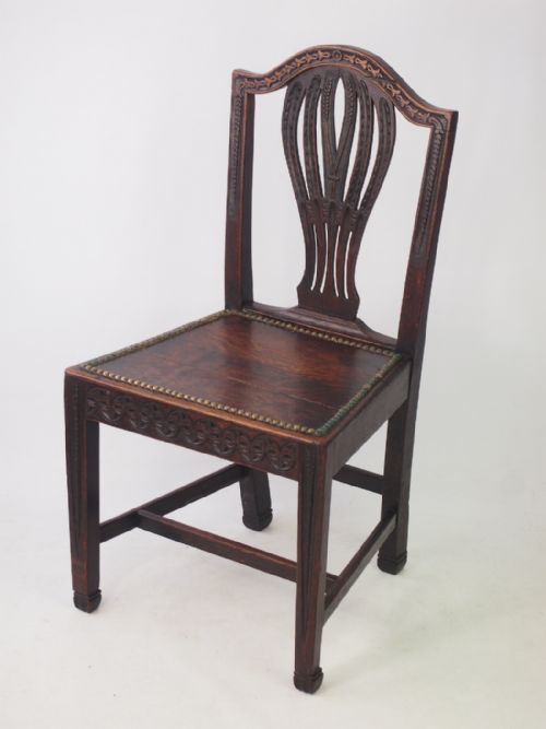 fig 1. 19th Century Oak Chair Carved with Cats