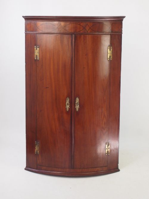 Georgian Bow Fronted Mahogany Corner Cupboard