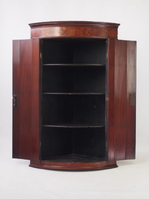 fig 1. Georgian Bow Fronted Mahogany Corner Cupboard