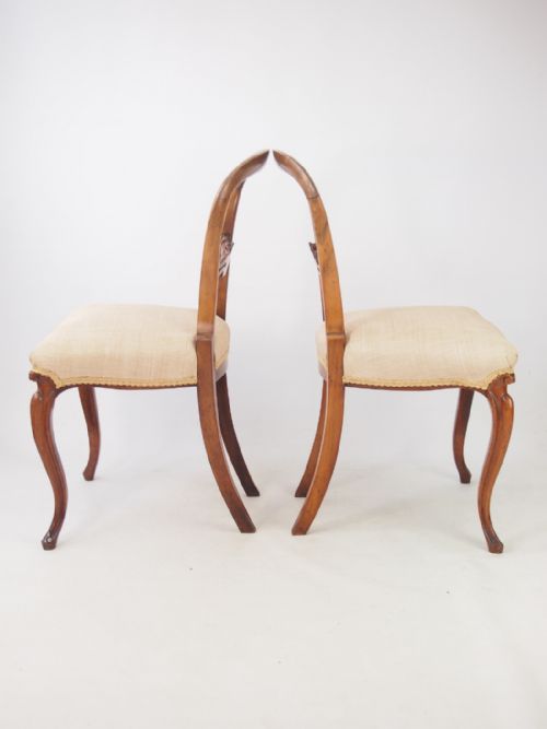 fig 1. Pair Antique Victorian Walnut Balloon Back Chairs