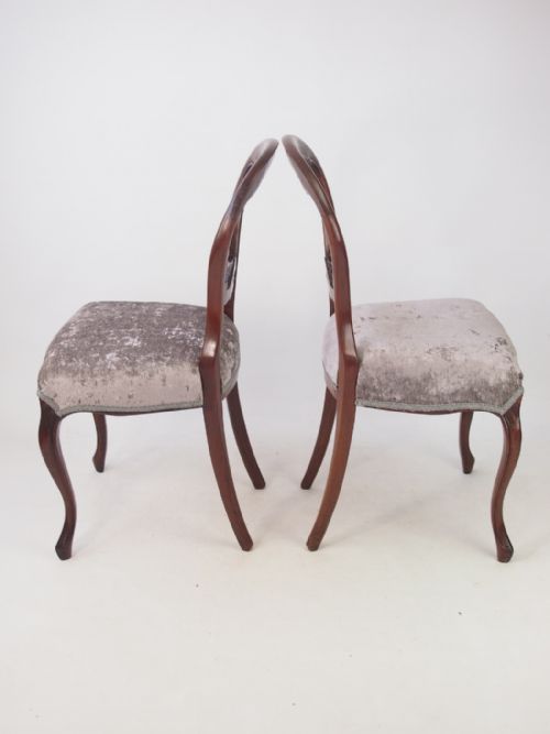 fig 1. Pair Antique Victorian Mahogany Balloon Back Chairs