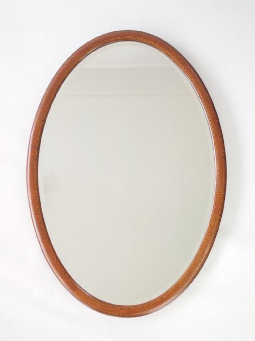 Edwardian Mahogany & Inlaid Oval Mirror