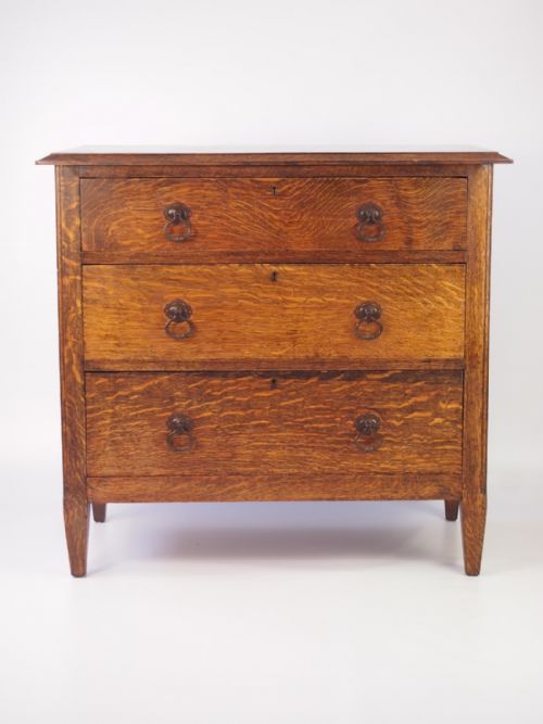 Small Edwardian Arts & Crafts Oak Chest of Drawers