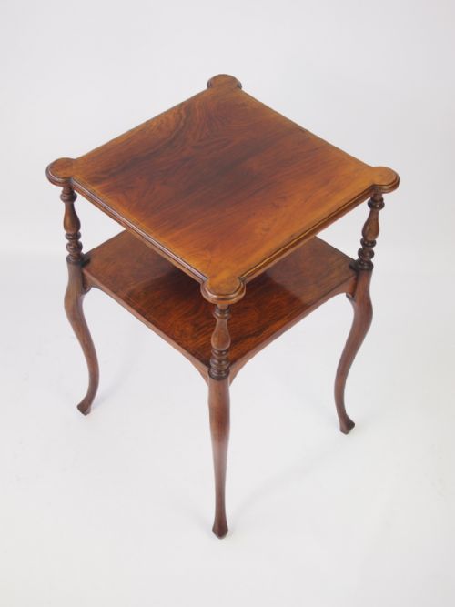 Edwardian Rosewood Two Tier Lamp Table with Label