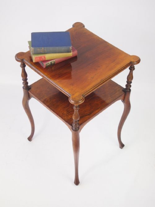 fig 1. Edwardian Rosewood Two Tier Lamp Table with Label