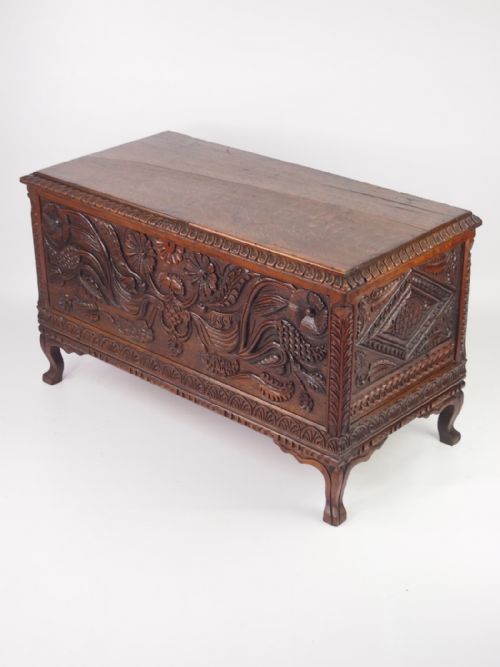 Carved Oak Blanket Chest or Coffer