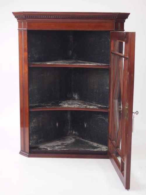 fig 1. Victorian Glazed Mahogany Corner Cupboard