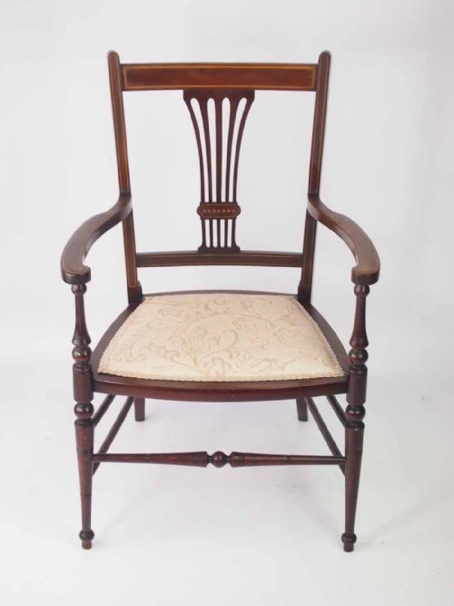 Small Edwardian Open Armchair or Bedroom Chair