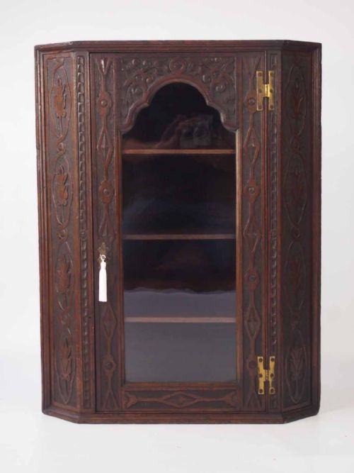 Georgian Oak Corner Cupboard with Glazed Door