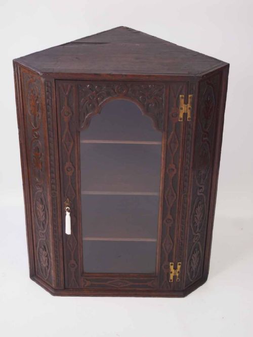 fig 1. Georgian Oak Corner Cupboard with Glazed Door