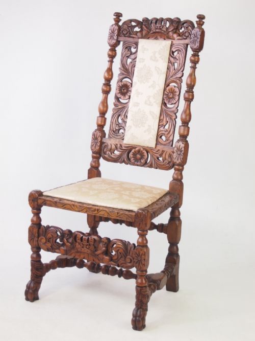 Antique Victorian Walnut Carolean Style Chair