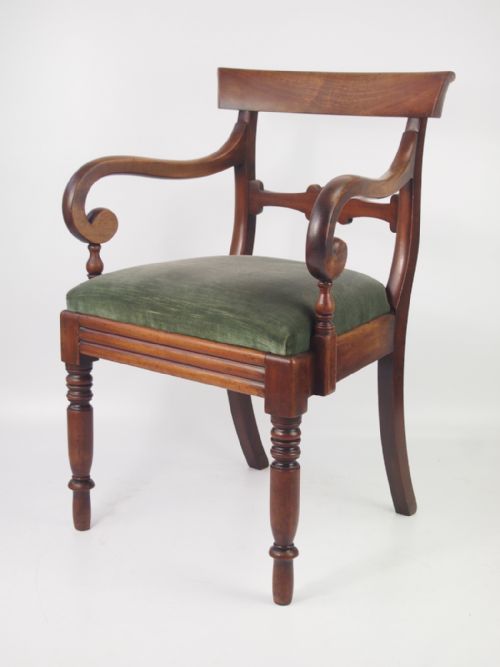 Antique Mahogany Open Armchair or Desk Chair