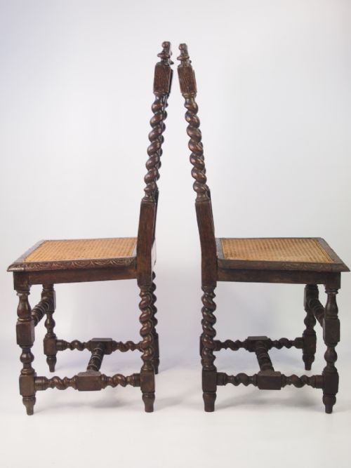 fig 1. Pair Victorian Gothic Revival Oak Chairs