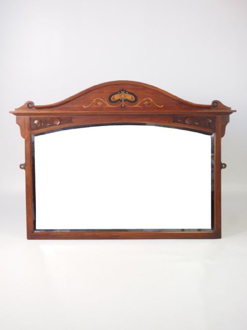 Arts & Crafts Walnut Overmantle Mirror