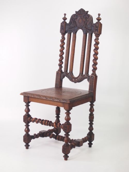 Victorian Gothic Revival Oak Hall Chair