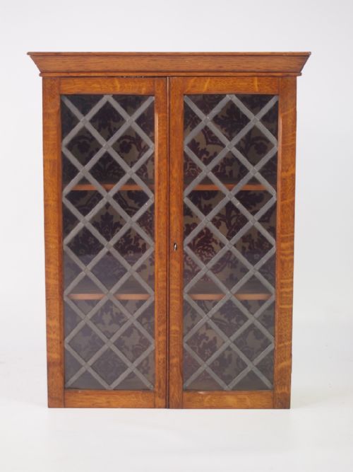 Small Antique Edwardian Oak Hanging Cabinet