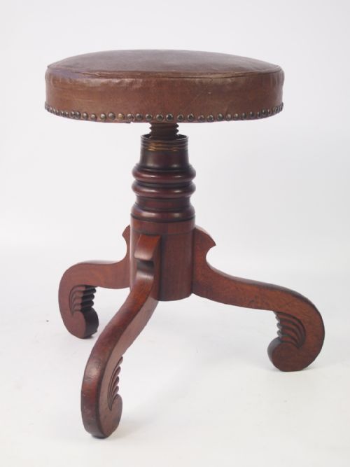 fig 1. Antique Mahogany Rise & Fall Piano Stool
