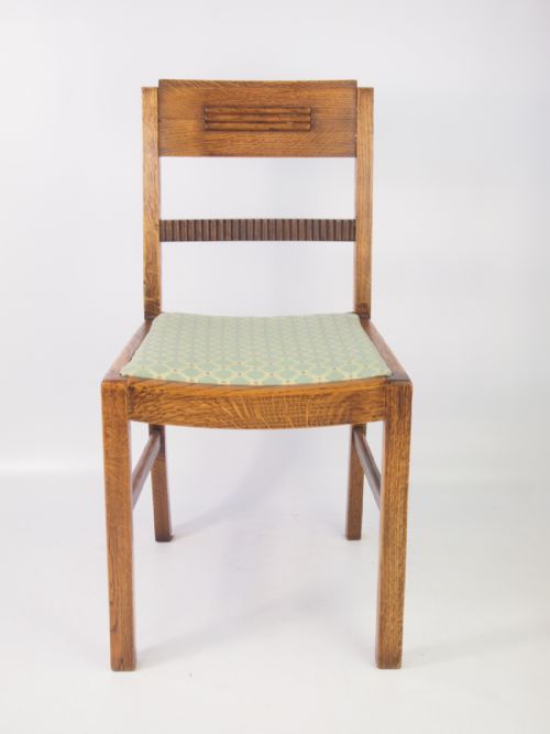 fig 1. Set 4 Art Deco Oak Dining Chairs