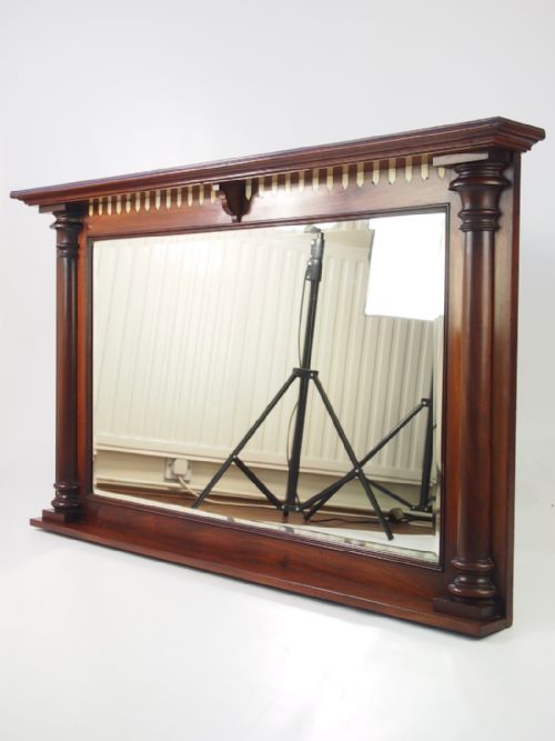fig 1. Antique Victorian Mahogany Overmantle Mirror