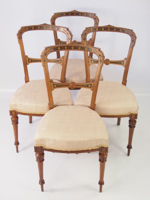 Set 4 Victorian Aesthetic Movement Balloon Back Chairs