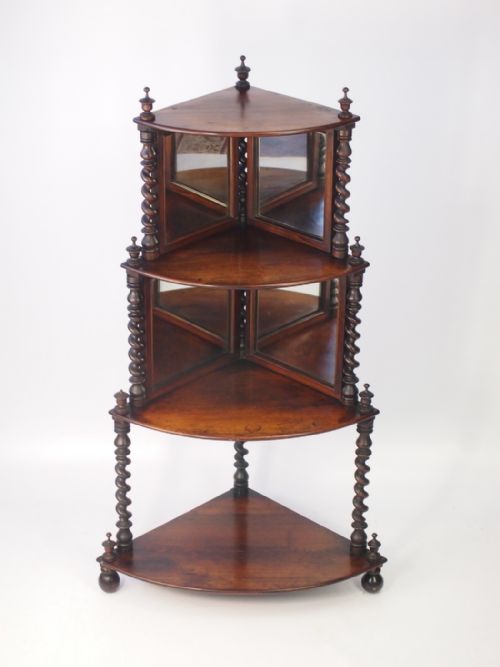 Victorian Four Tier Rosewood Corner Whatnot