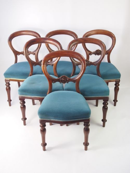 Set 6 Victorian Balloon Back Chairs