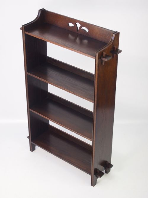 Edwardian Arts & Crafts Oak Open Bookcase